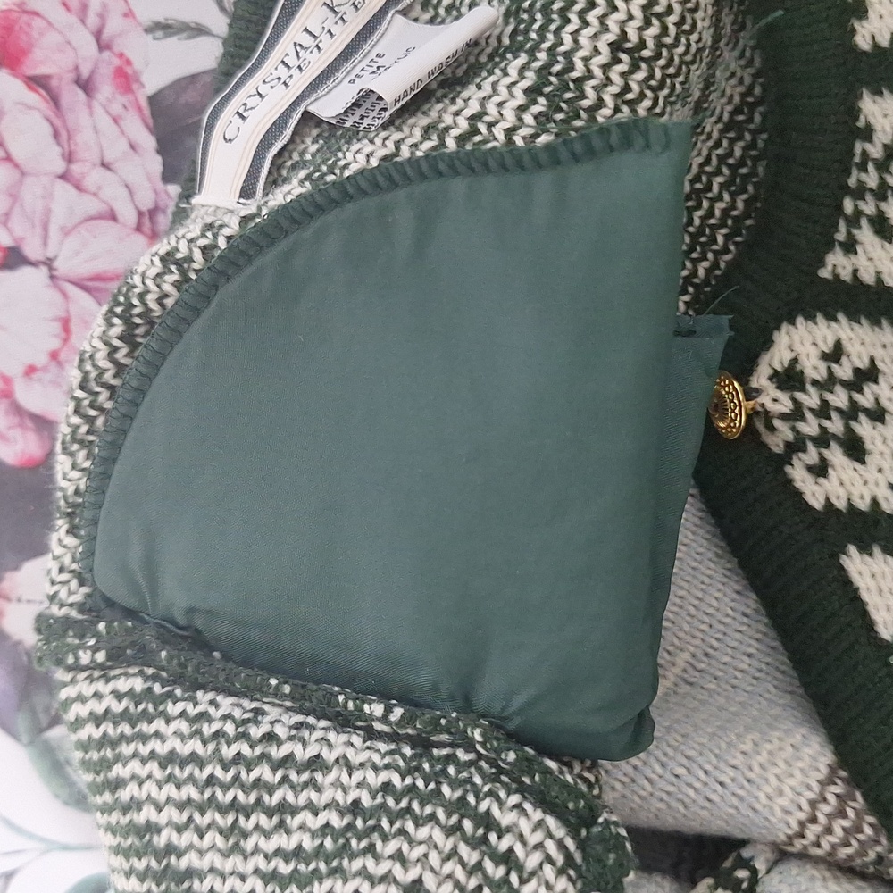 Vintage Crystal Kobe  Women's Cardigan Green Trees Nature Winter - Picture 9 of 10